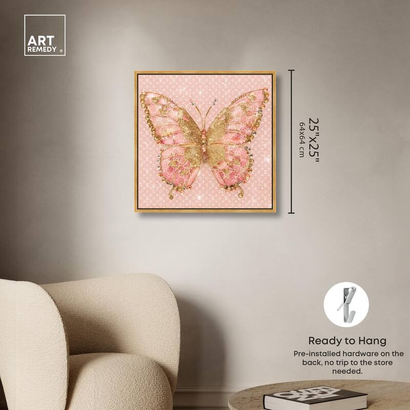 Glittering Elegant Butterfly Blush Canvas by Art Remedy