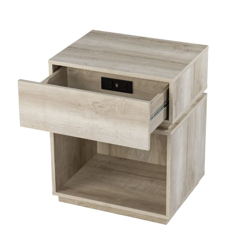 24" Brown Manufactured Wood Rectangular End Table With Drawer With Shelf - 16” x 20” x 24”
