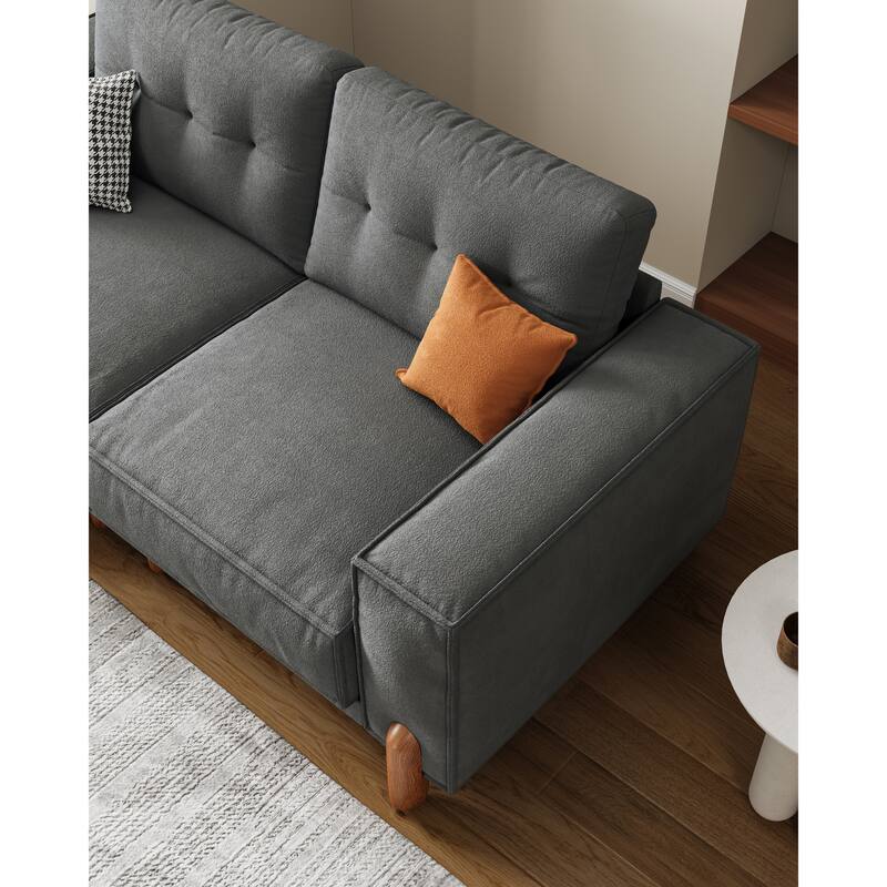 Modern Upholstered Sofa Tufted Couch with Square Arm