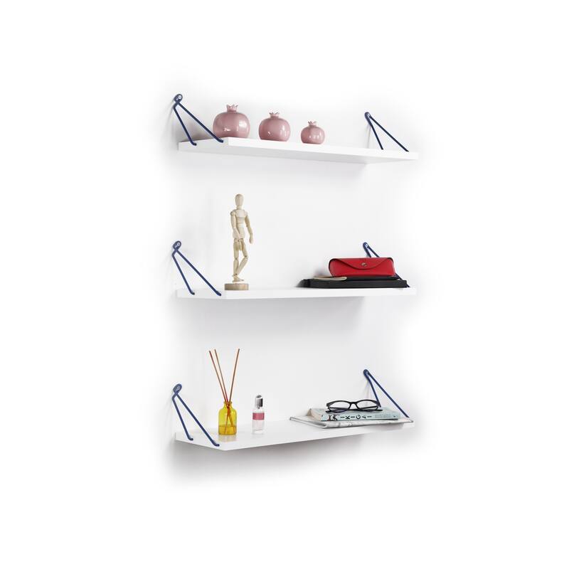 Floating Wall Mounted Decorative Hanging Metal Bracket Triple Shelf