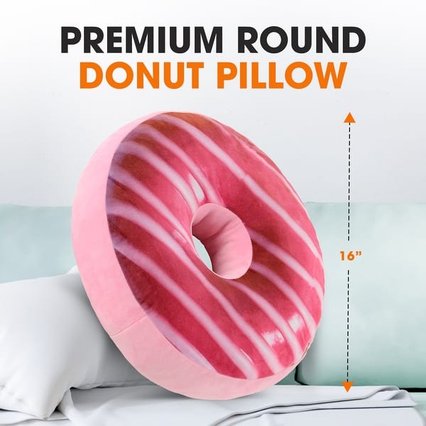 dimension image slide 1 of 3, Cheer Collection Reversible Plush Donut Throw Pillow