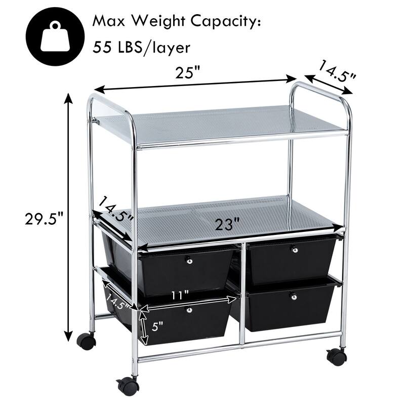 Costway 4Drawer Rolling Storage Cart shelf Scrapbook Paper Office - See Details