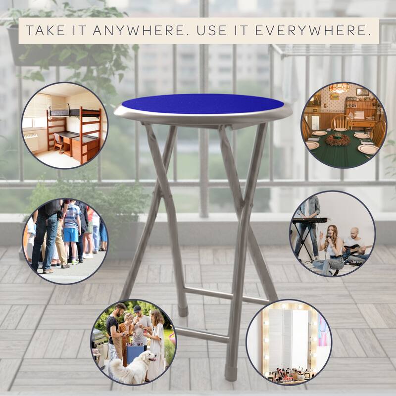 Lavish Home 18-Inch Folding Stool, Blue