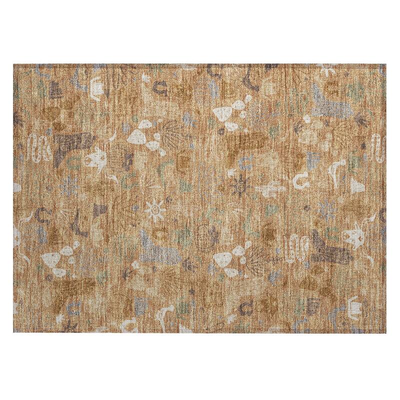 Machine Washable Indoor/ Outdoor Modern Ranch Chantille Rug