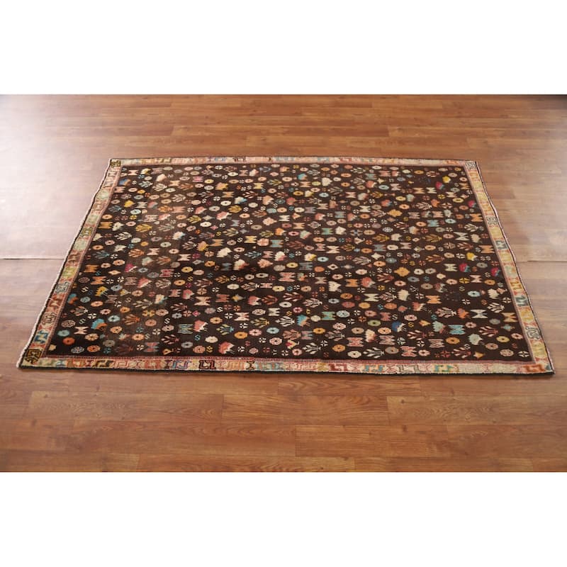 Vegetable Dye Sirjan Persian Vintage Area Rug Hand-Knotted Wool Carpet - 3'4"x 5'2"