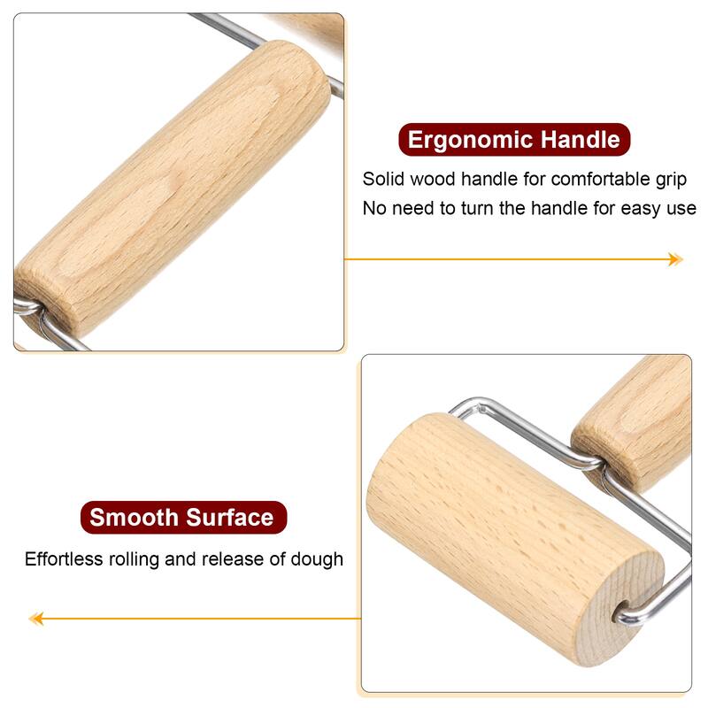 Rolling Pin 6.97" x 1.18" Double-ended Rolling Pin, Wood Color - Wood Color