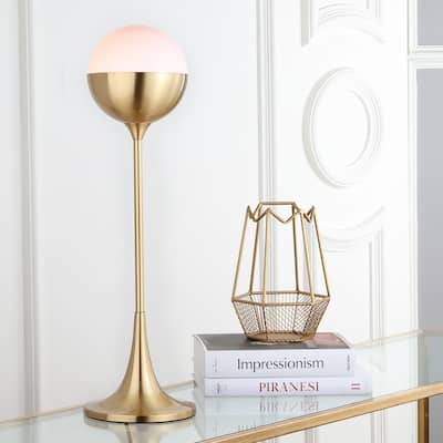 SAFAVIEH Lighting Elnara Brass Gold 27-inch LED Table Lamp - 8"x8"x27" - 8Wx8Dx27H