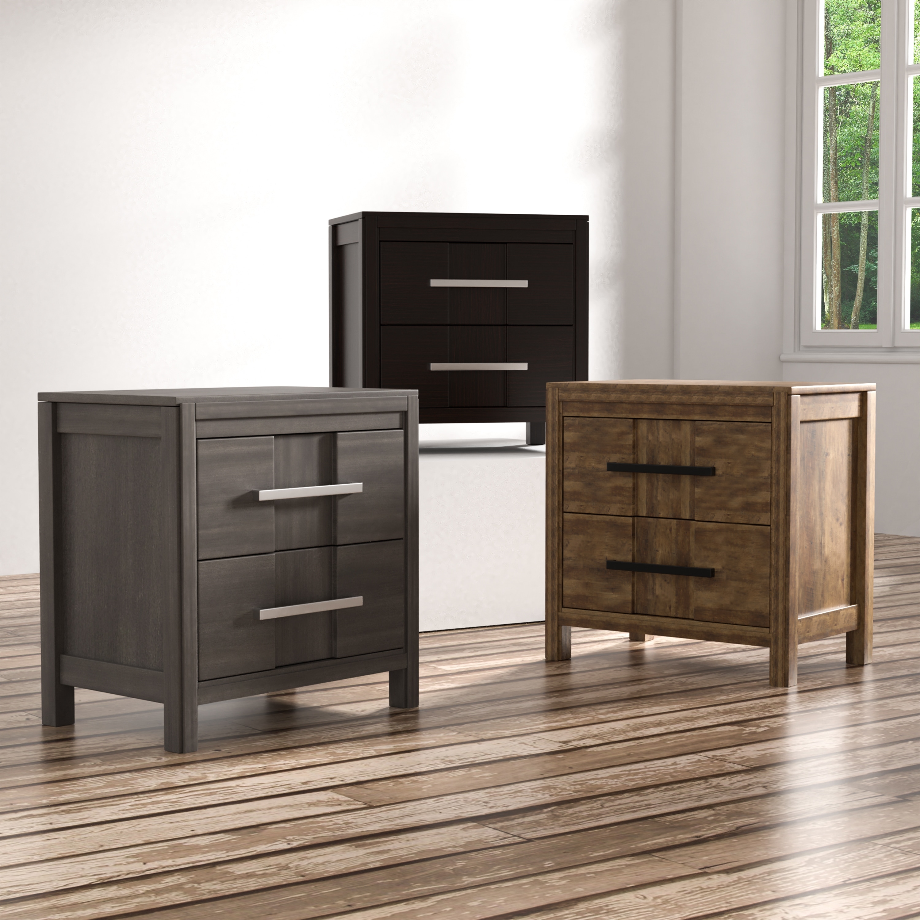 Shop Furniture Of America Tass Transitional Solid Wood 2 Drawer Nightstand Overstock 18016965 Espresso