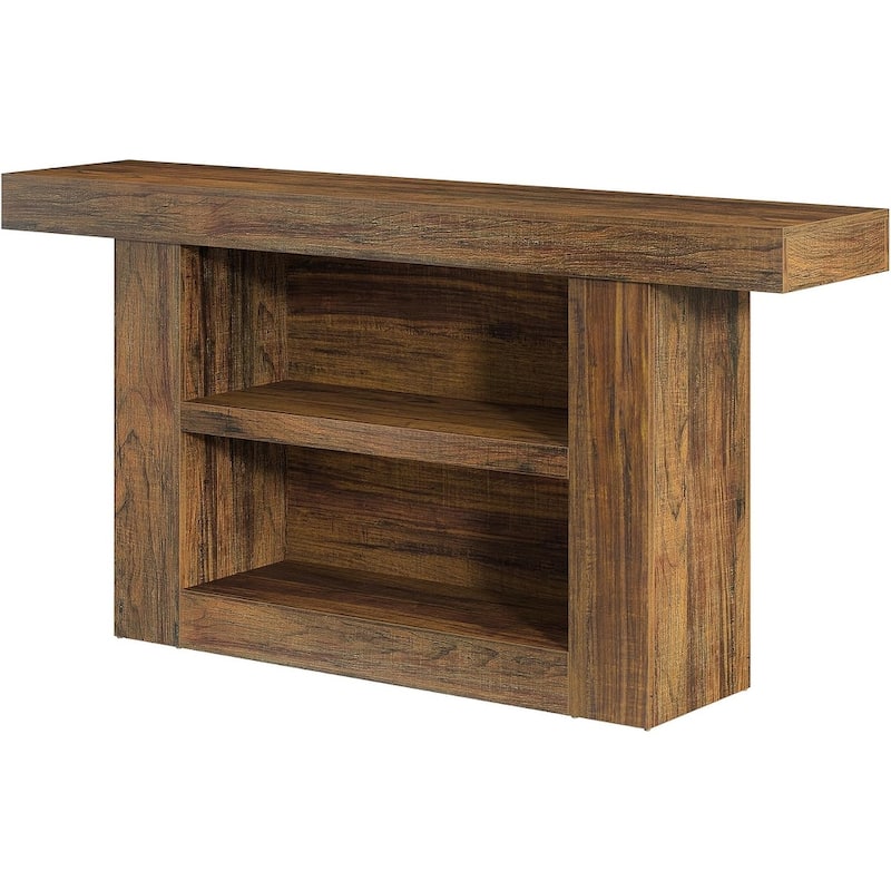 63-Inch Console/Entryway Table with Storage U-Shaped Base, 3-Tier Farmhouse Sofa Table Behind The Couch