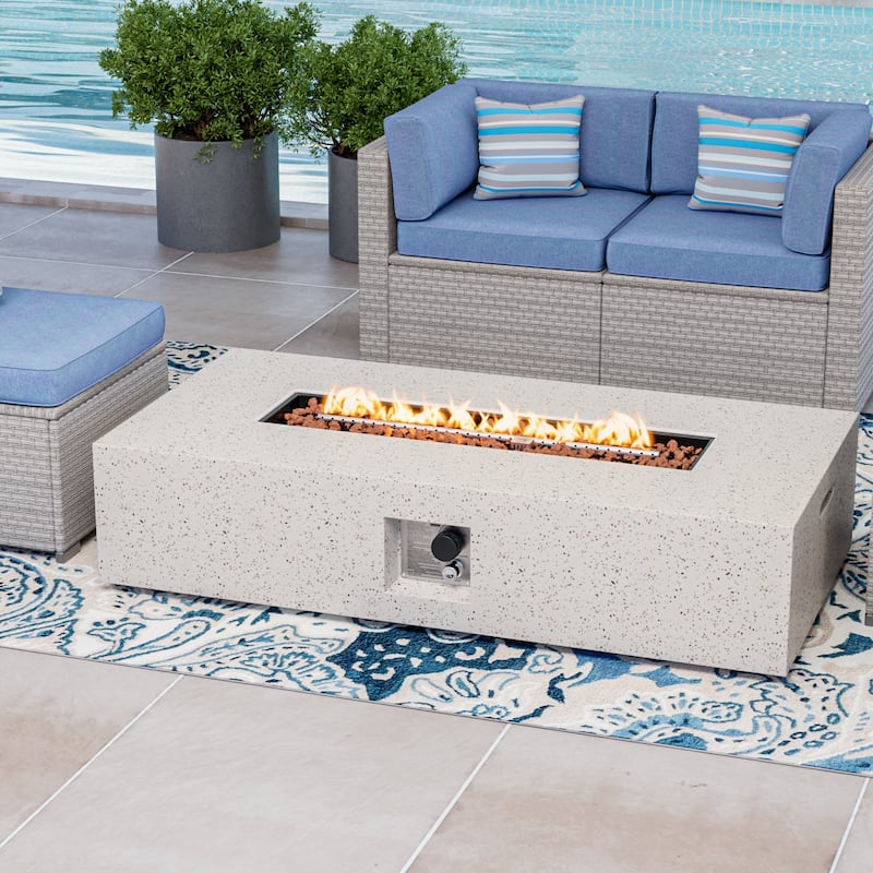COSIEST Outdoor Rectangle Concrete Fire Pit Table (50,000 BTU)