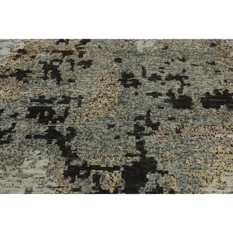 Hand-knotted Modern Wool Grey Abstract Area Rug Oriental Carpet - 7' 8'' X 5' 6''