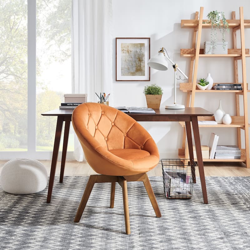 Carson Carrington Kallax Swivel Accent Chair - Orange  Velvet