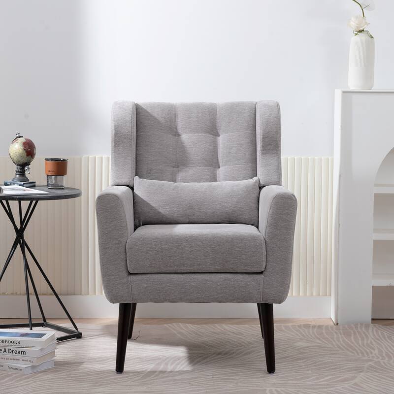 Mid-Century Modern Accent Chair with Waist Cushion, Set of 1