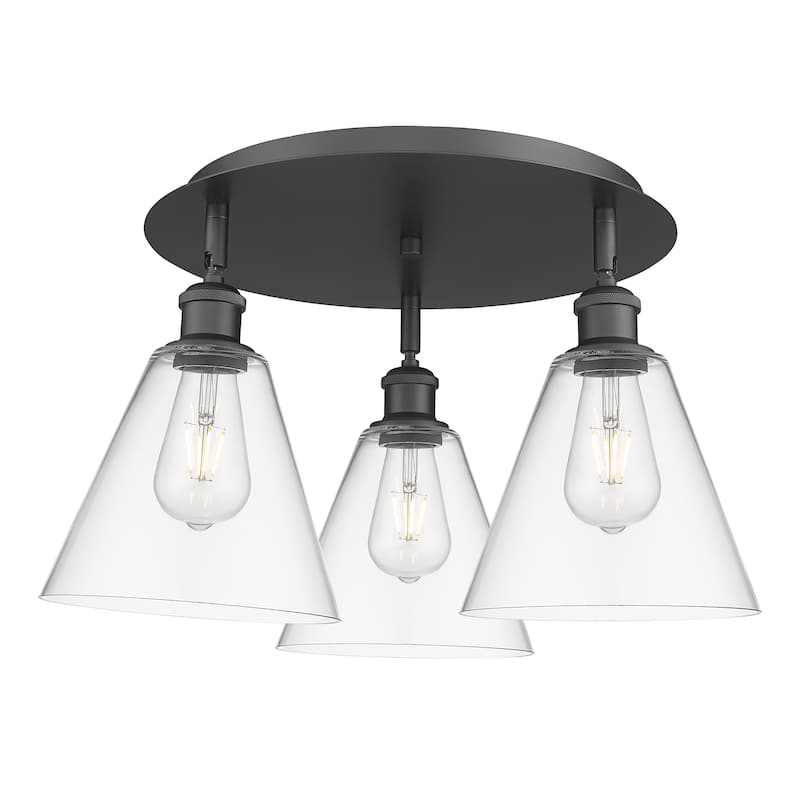 Innovations Lighting Berkshire - 3 Light 20" Flush Mount - Clear/Matte Black