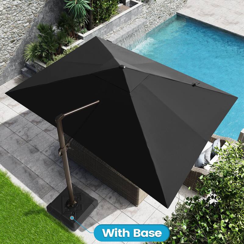 10 x 13 FT Outdoor Shade Canopy Patio Cantilever Offset Umbrella with Base