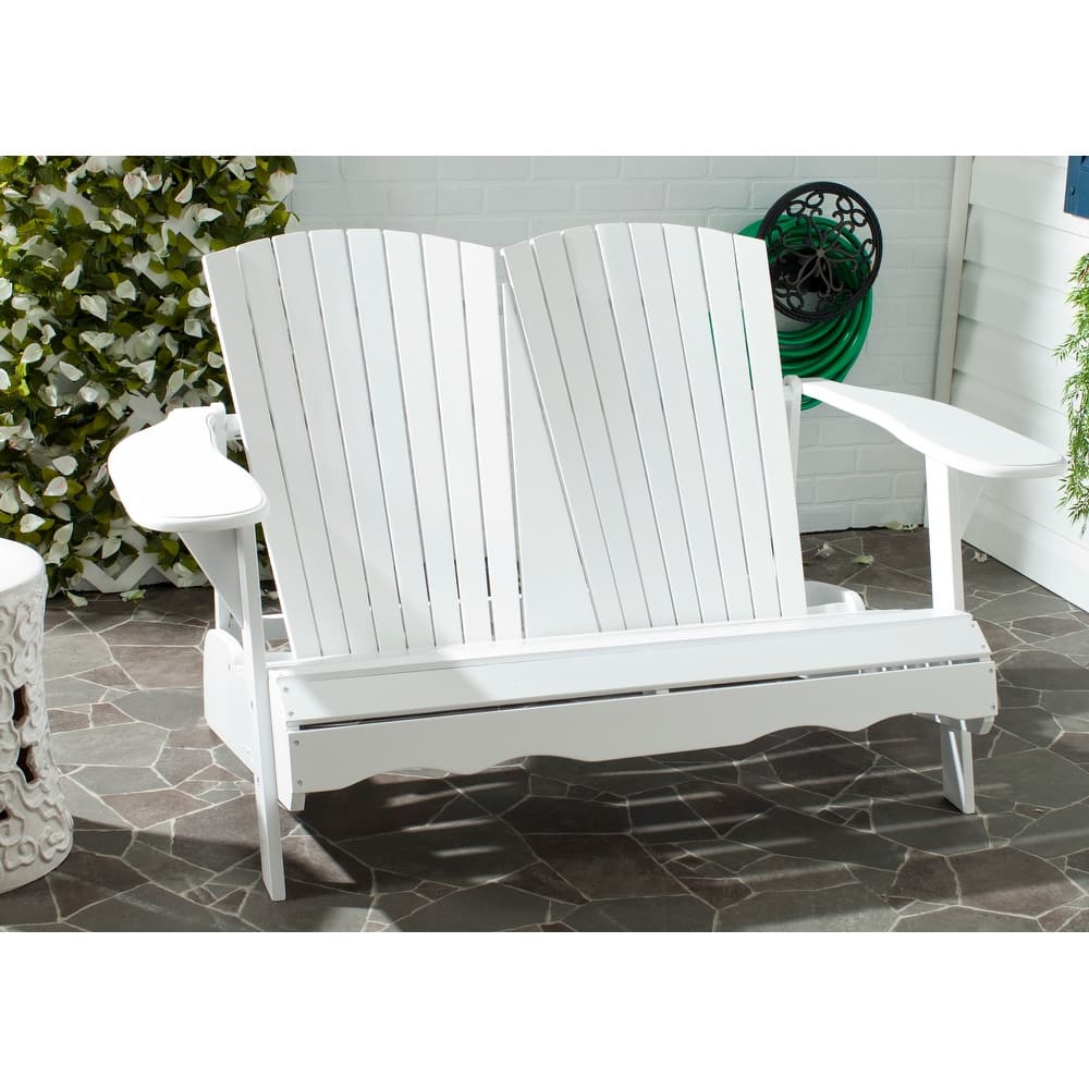 SAFAVIEH Outdoor Fanie Adirondack Acacia Wood Bench - 57Wx37Dx33H