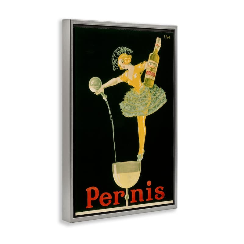 Stupell Vintage Pernis Wine Pour Framed Floater Canvas Wall Art Design By Marcus Jules