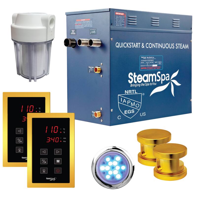 SteamSpa Royal 10.5 KW QuickStart Acu-Steam Bath Generator Package - Gold