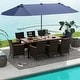 preview thumbnail 17 of 53, Costway 11 PCS Patio Dining Set with 15ft Double-Sided Patio Umbrella Navy