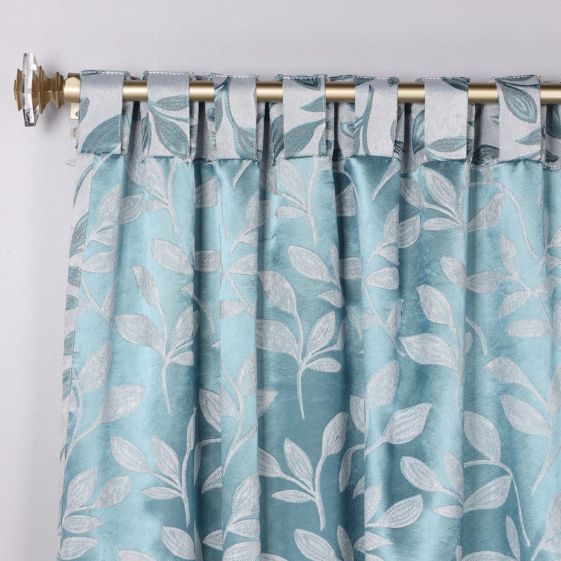 Superior Leaves Machine Washable Room Darkening Curtains with Back Tabs, Set of 2