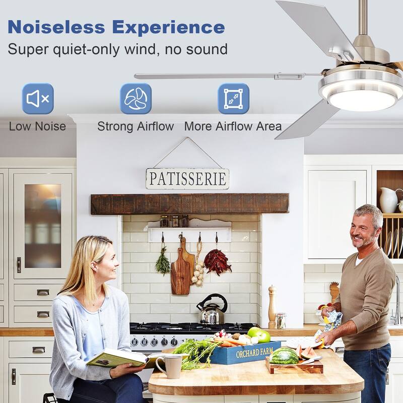 42-52Inch Ceiling Fan with Light: with 5 Blades Dual Finish Reversible - with Remote Control for Living Room Outdoor Patios