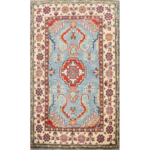Geometric Oriental Kazak Traditional Area Rug Hand-knotted Wool Carpet - 2'9" x 4'3"
