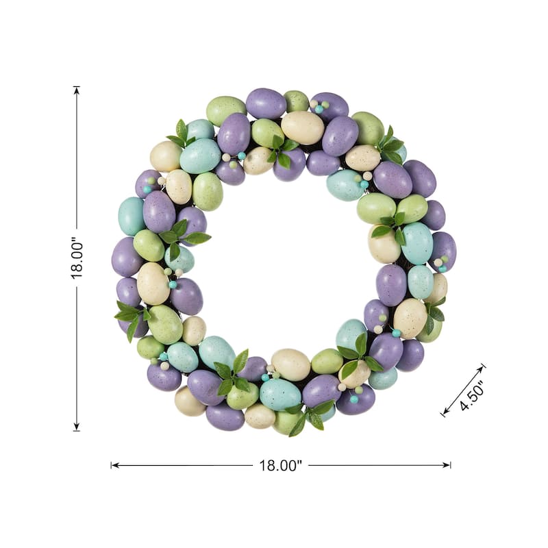 Glitzhome 18"D Easter Purple Hue Eggs Wreath for Front Door Wall Decor
