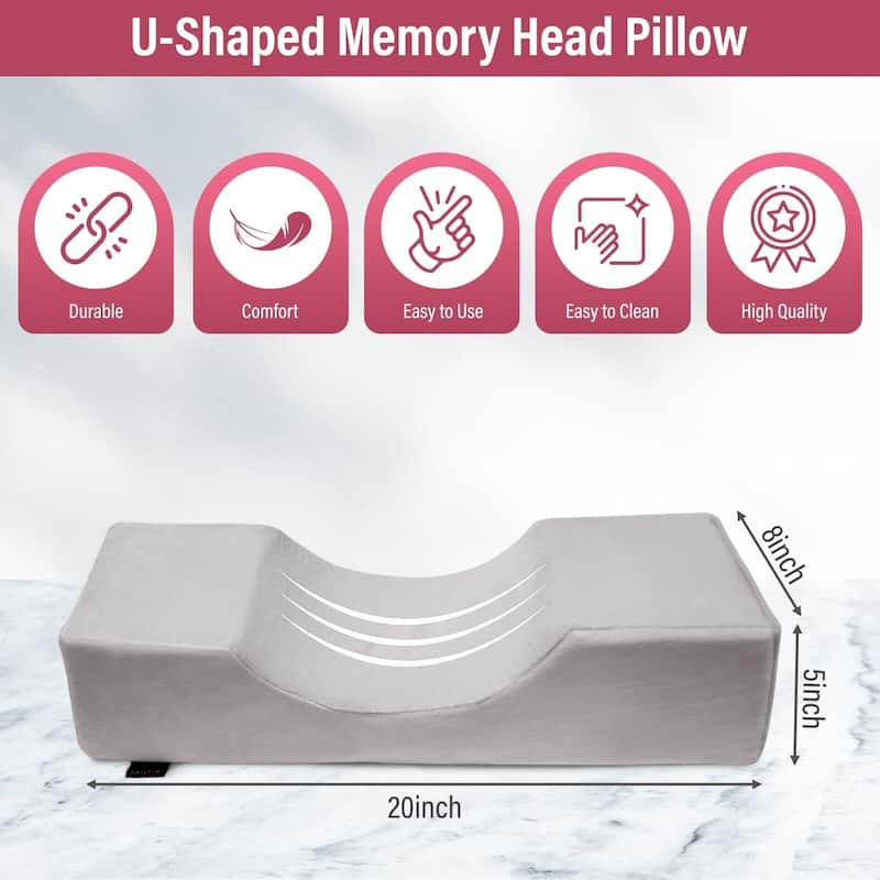 Eyelash Extension Pillow U-Shape Memory Foam with Velvet Pillowcase