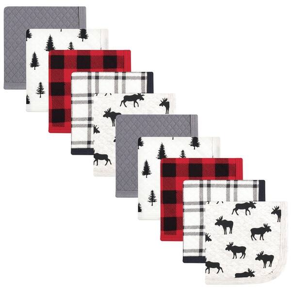 slide 1 of 1, Hudson Baby Infant Boy Quilted Cotton Washcloths, Moose, One Size - Moose - One Size One Size - Moose