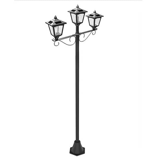 72" Solar Lamp Post Light Outdoor 3-Head for Street Patio Garden Pathway Waterproof - N/A