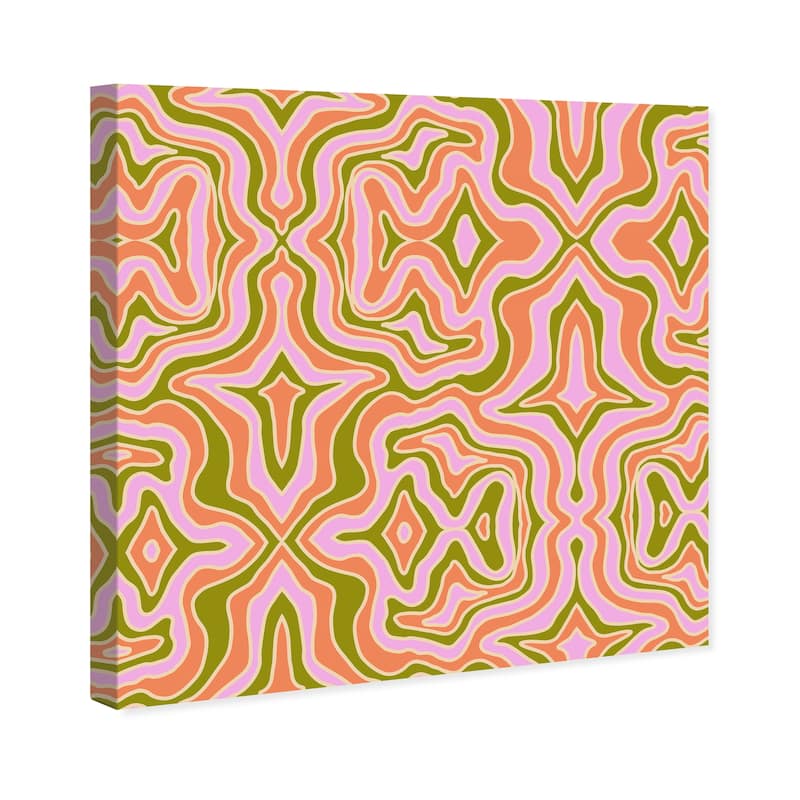 Wynwood Studio Canvas Abstract Retro Dizziness Orange and Light Violet Bohemian & Eclectic Wall Art Canvas Print