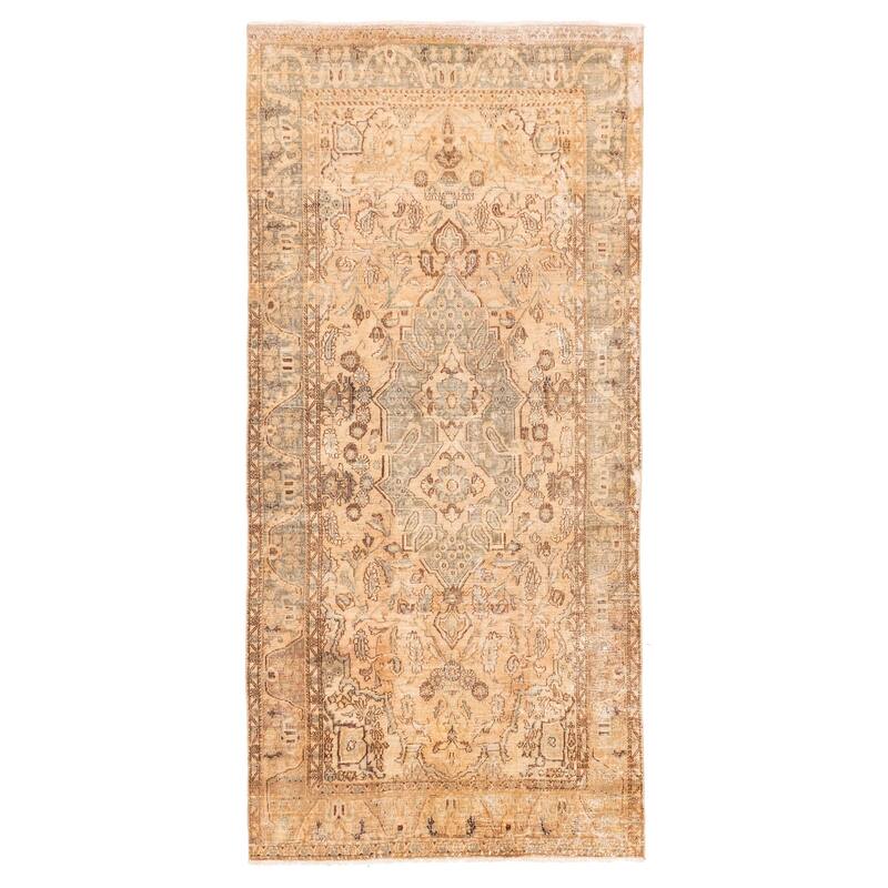 ECARPETGALLERY Hand-knotted Antalya Vintage Tan Wool Rug - 5'2 x 11'0