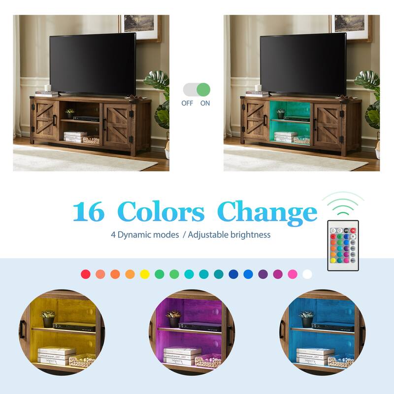 Farmhouse Barndoor TV Stand Entertainment Center for TVs up to 70-inch