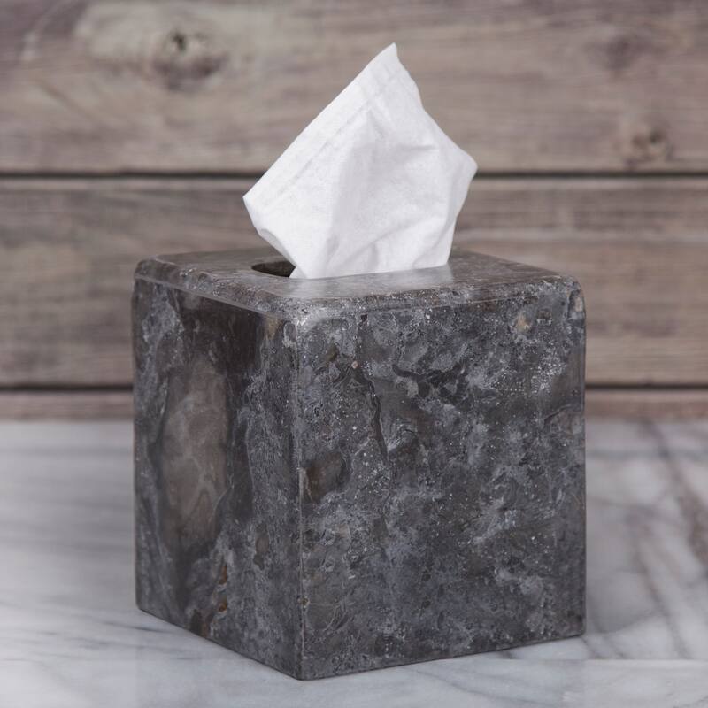 Creative Home Charcoal Marble Square Tissue Box Holder, Tissue Paper Cover - Dark Gray - 5.2" x 5.2" x 5.5 H