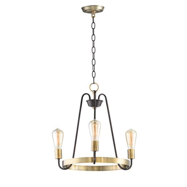 slide 1 of 1, Haven 3-light 18.5" Wide Steel Chandelier oil rubbed bronze / antique brass