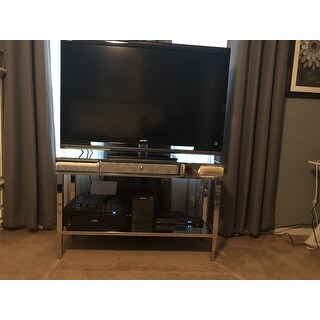 tv glam mirrored console stand table camille inspire drawer bold purchase