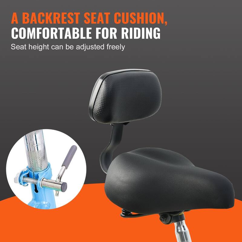 Blue Carbon Steel Tricycle with Basket, Comfort Seat and Stable Ride - 64.2” L x 25.8” W x 40.2” H