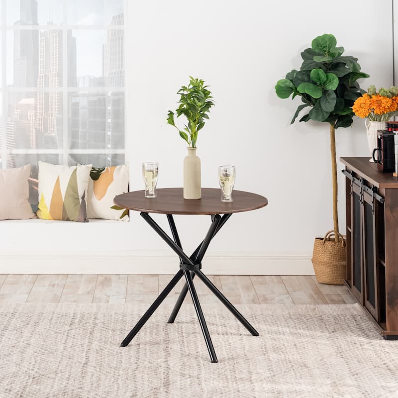 Round Folding Table - Modern and Elegant Design for Home, Dining room, Office, and Outdoor Use - Brown