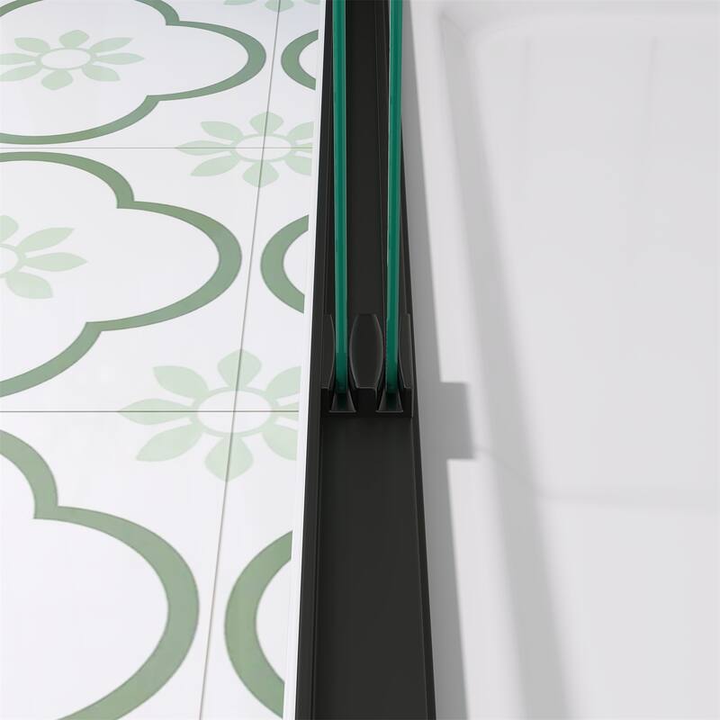 Half Frameless Double Sliding Glass Shower Door, 1/4 inch Tempered Glass