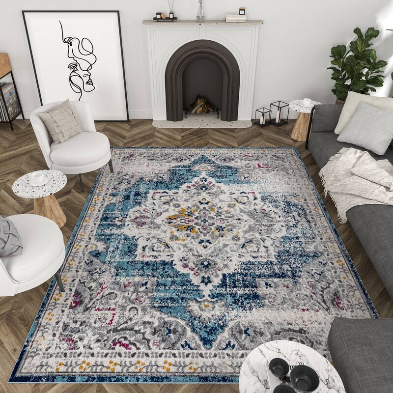 Gematria French Country Medallion Indoor Area Rug
