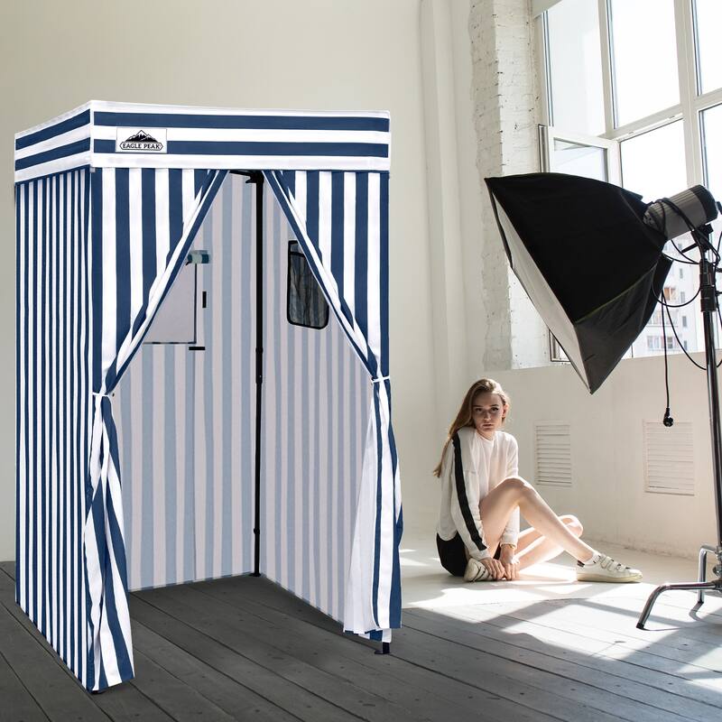 EAGLE PEAK Flex Compact 4x4 Pop-up Canopy Changing Room, Portable Privacy Dressing Room - White and Blue