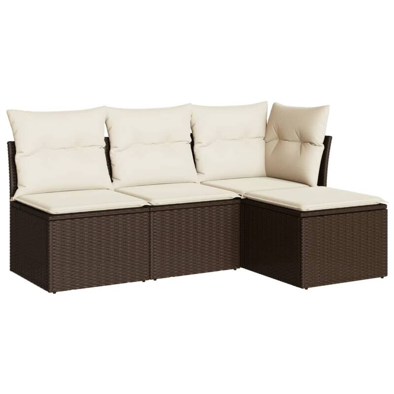 vidaXL Garden Sofa Set Brown, Cream White - 21.7 x 21.7 x 14.6