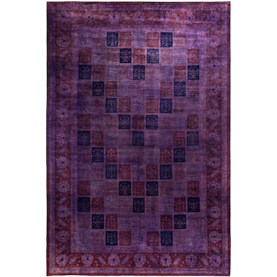 Overdyed One-of-a-Kind Hand-Knotted Area Rug - Purple - 12' 0" x 17' 5"