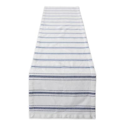 DII French Blue Zig Dobby Stripe Table Runner