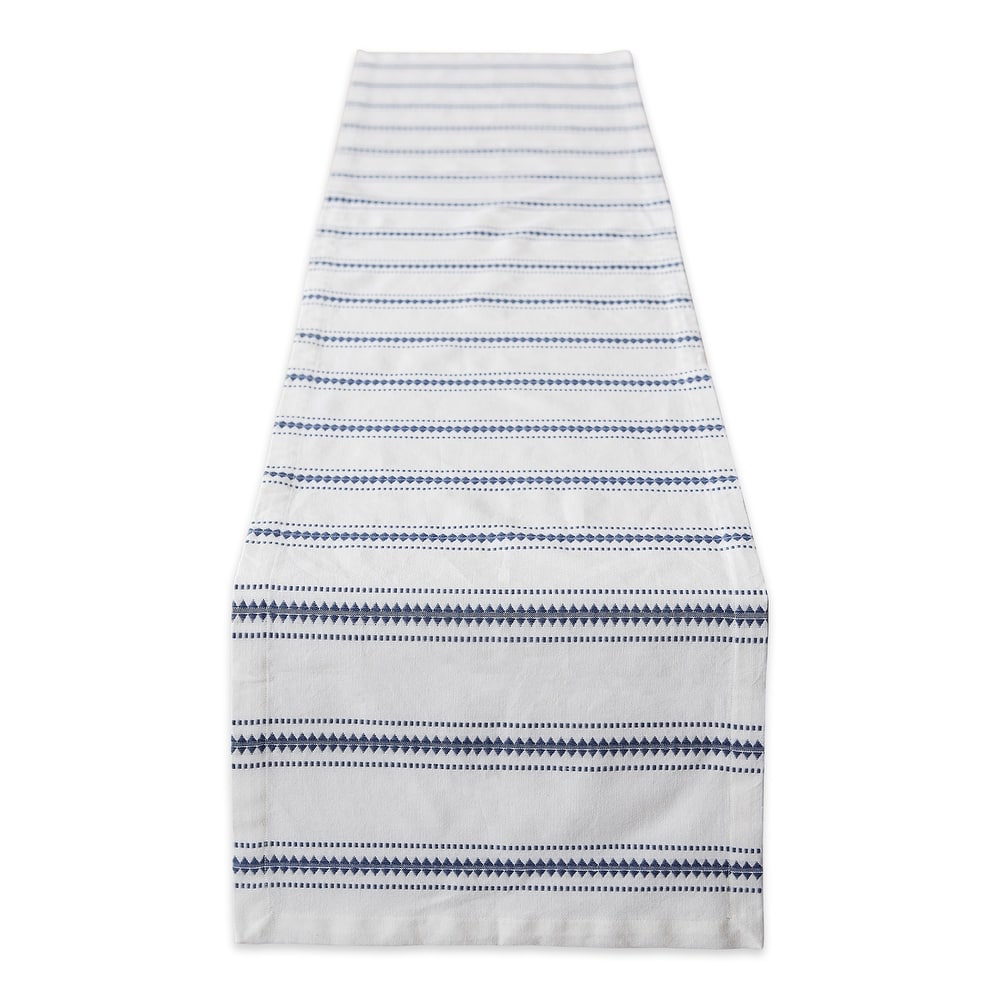 DII French Blue Zig Dobby Stripe Table Runner