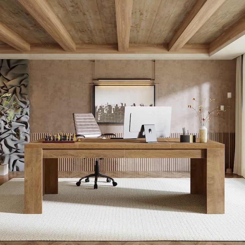 70.9" Wood Computer Desk, Executive Office Desk, Home Office Writing Workstation Business Accent Desk