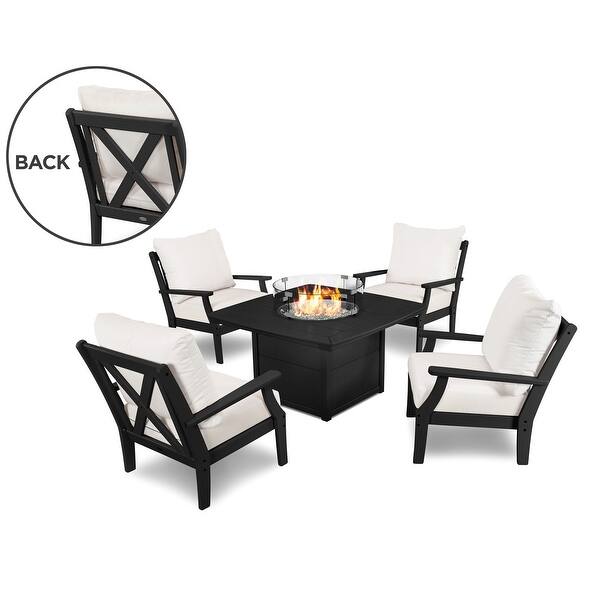Shop Polywood Braxton 5 Piece Deep Seating Conversation Set With Fire Pit Table Overstock 31288973