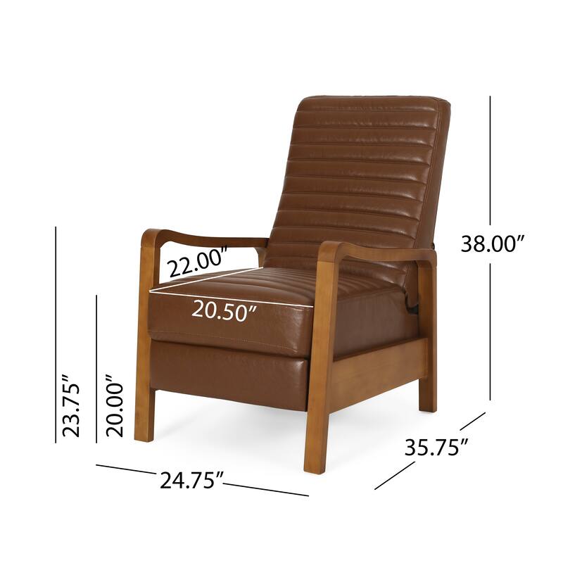 Small Wood Frame Recliner Club Chair with Retractable Footrest Living Room Lounge Armchair Upholstered Reading Chair for Bedroom