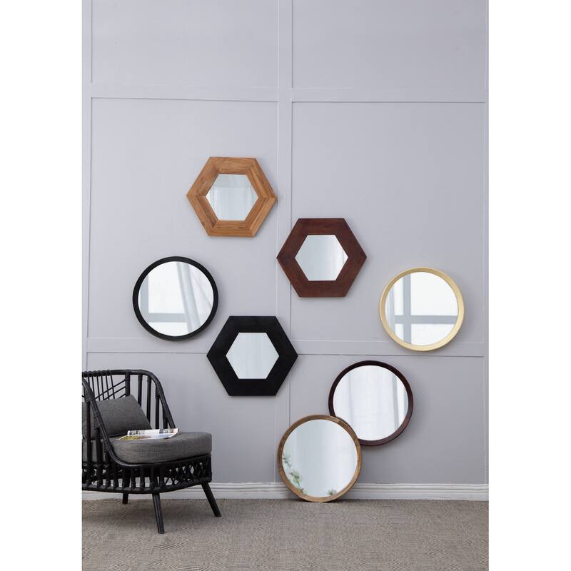 1.5" Transitional Decor Style Mango Wood Wall Mirror Wall Decor