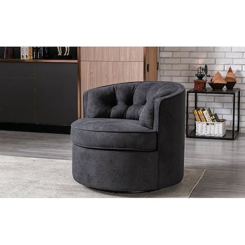 33 Wide Swivel Barrel Chair Comfy Tufted Back